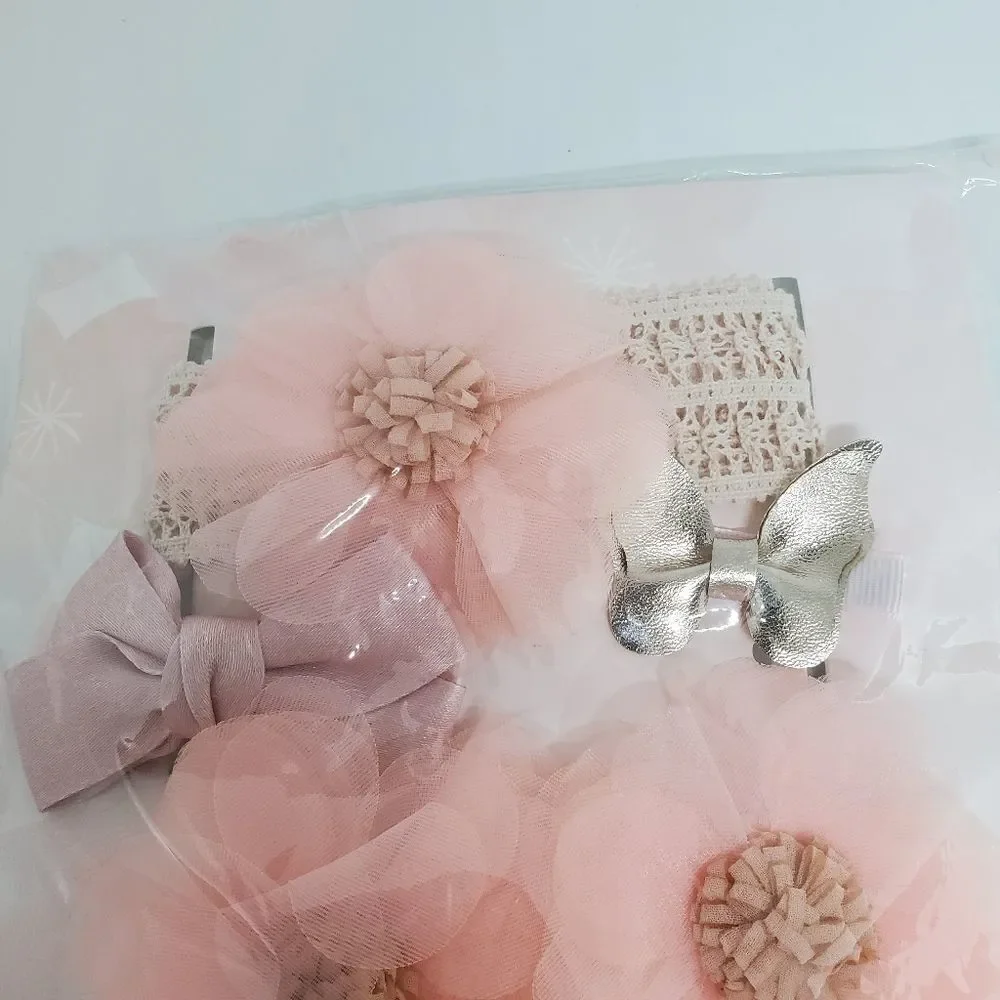 NIB Chicbaby Pink Flower Hair Accessories & Socks